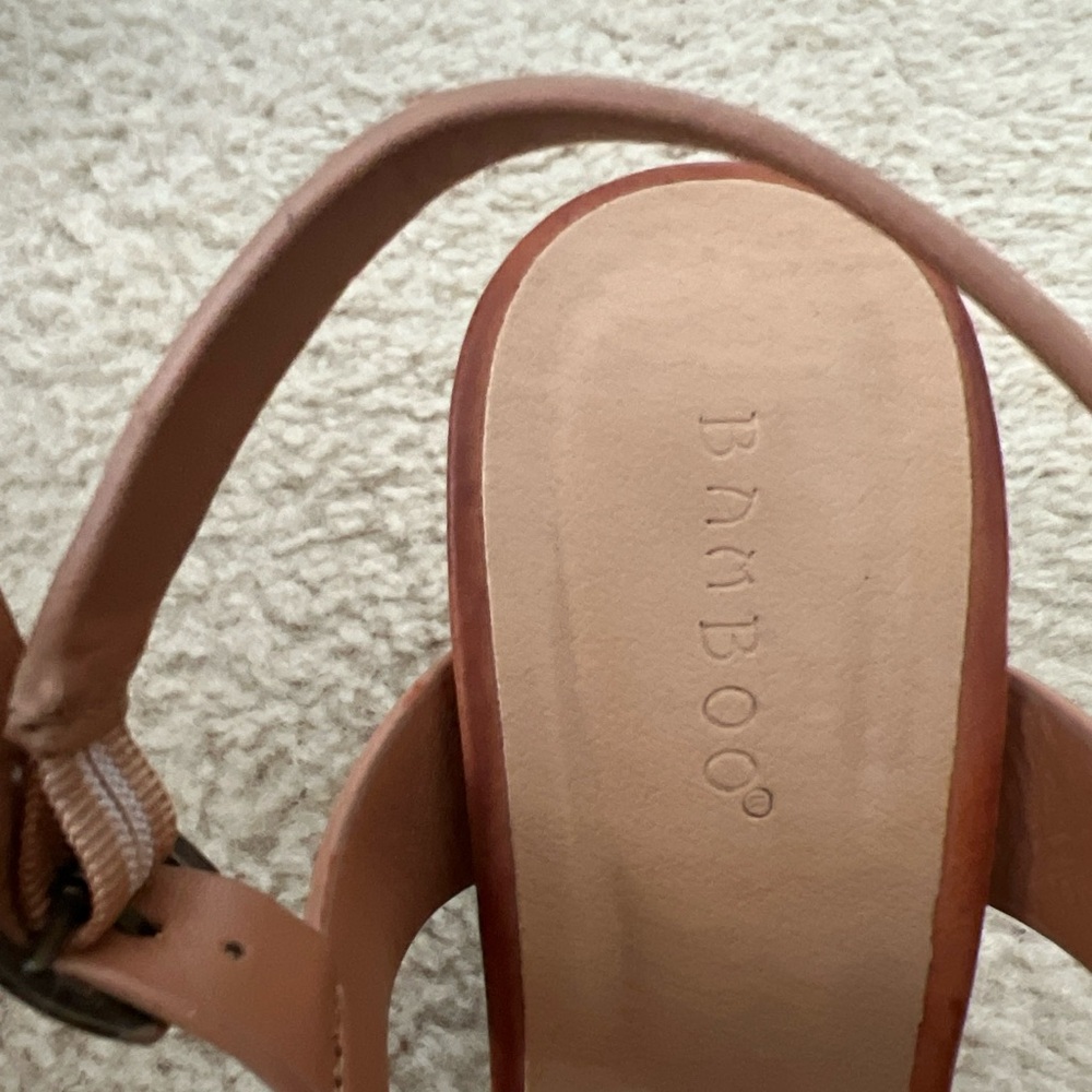Brown bamboo heels size 8 - Picture 3 of 5
